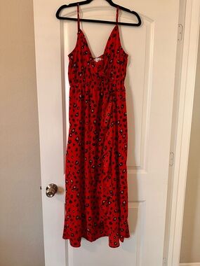 Ten Sixty Sherman Red and Black Leopard Print Dress